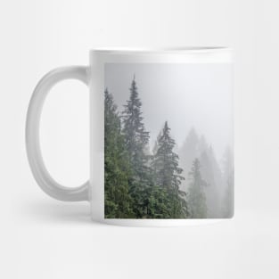 Fog Blanketed Evergreen Trees Mug